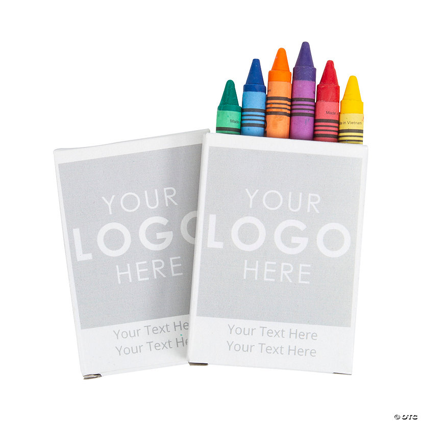 Bulk 48 Pc. 6Color Personalized Custom FullColor Logo Crayon Boxes
