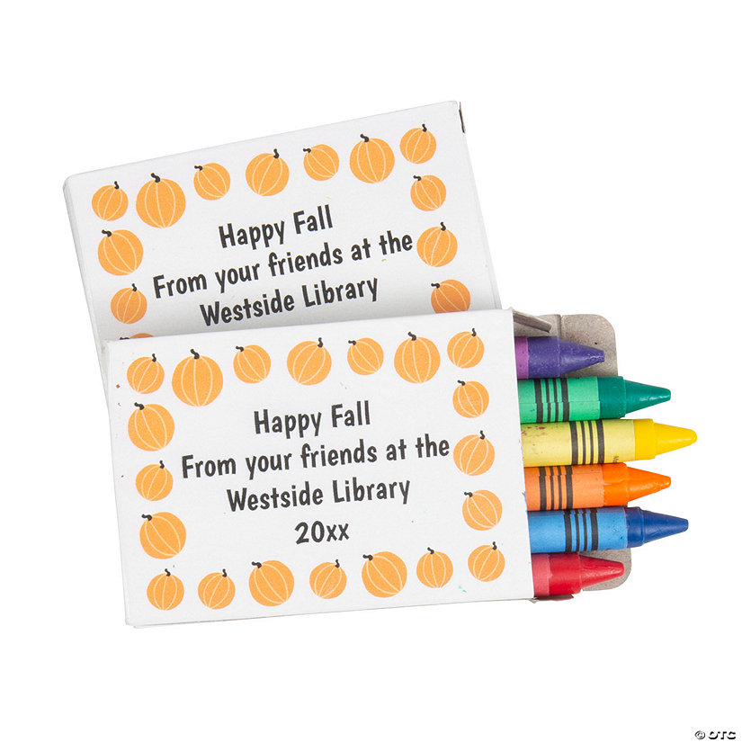 Bulk 48 Pc. 6-Color Personalized Fall Crayon Boxes Image Thumbnail