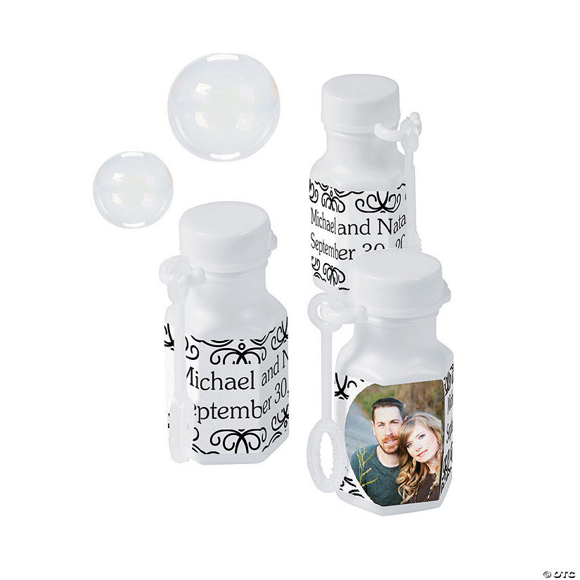 Bulk 48 Pc. Custom Photo White Mini Bubble Bottles Oriental Trading
