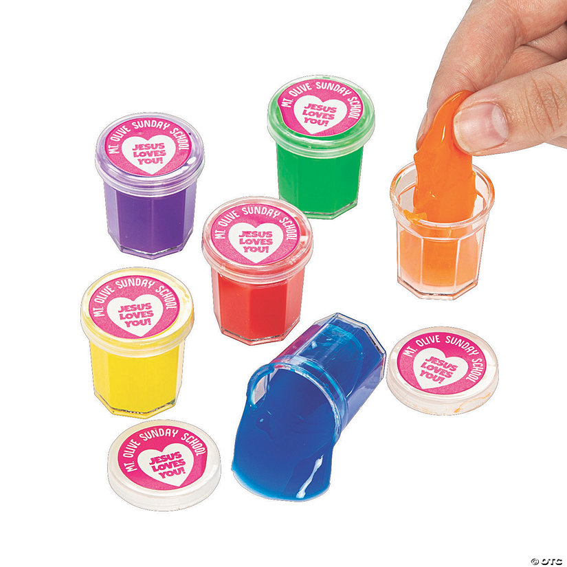 Bulk 48 Pc. Mini Personalized Jesus Loves You Slime Containers Image