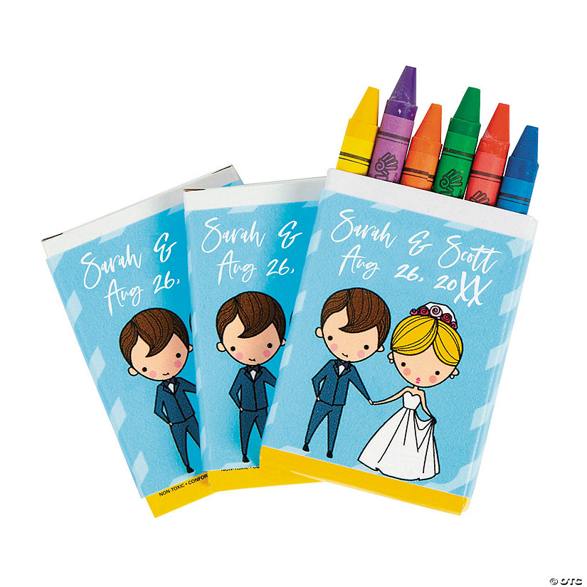 Bulk 48 Pc. Personalized 6-Color Wedding Activity Table Crayons - 6 Colors per Box Image