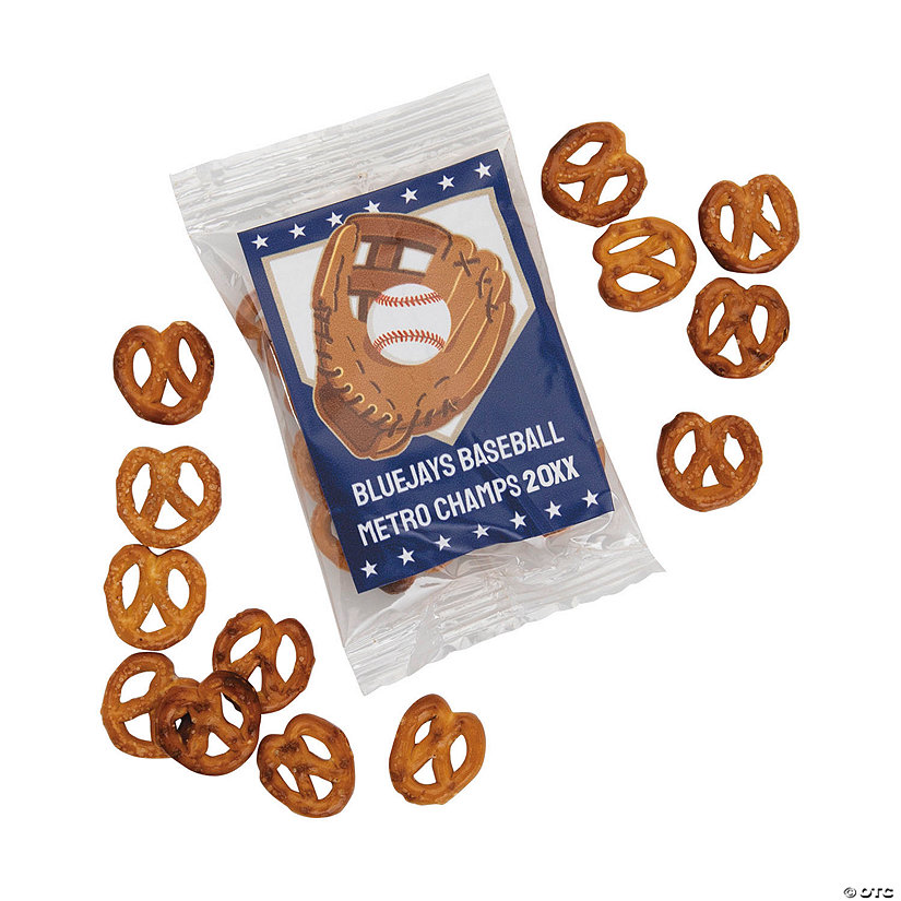 Bulk 48 Pc. Personalized Baseball Pretzel Packs Image