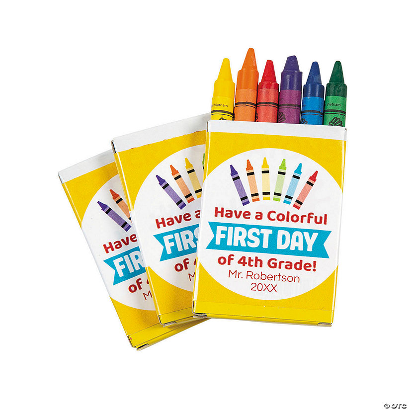 Bulk 48 Pc. Personalized First Day of School Crayons - 6 Colors per box Image Thumbnail