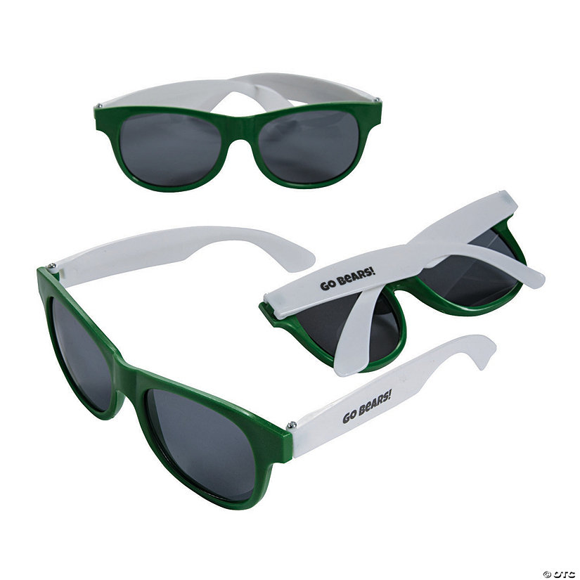 Bulk 48 Pc. Personalized Green &amp; White Two-Tone Sunglasses Image