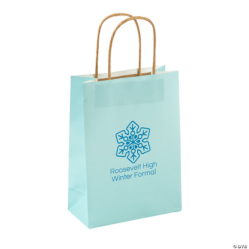 Bulk 48 Pc. Personalized Medium Light Blue Kraft Paper Gift Bags Image Thumbnail