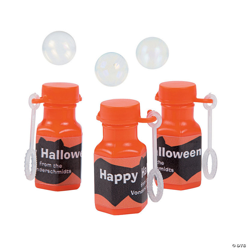 Bulk 48 Pc. Personalized Mini Halloween Bubble Bottles Image Thumbnail