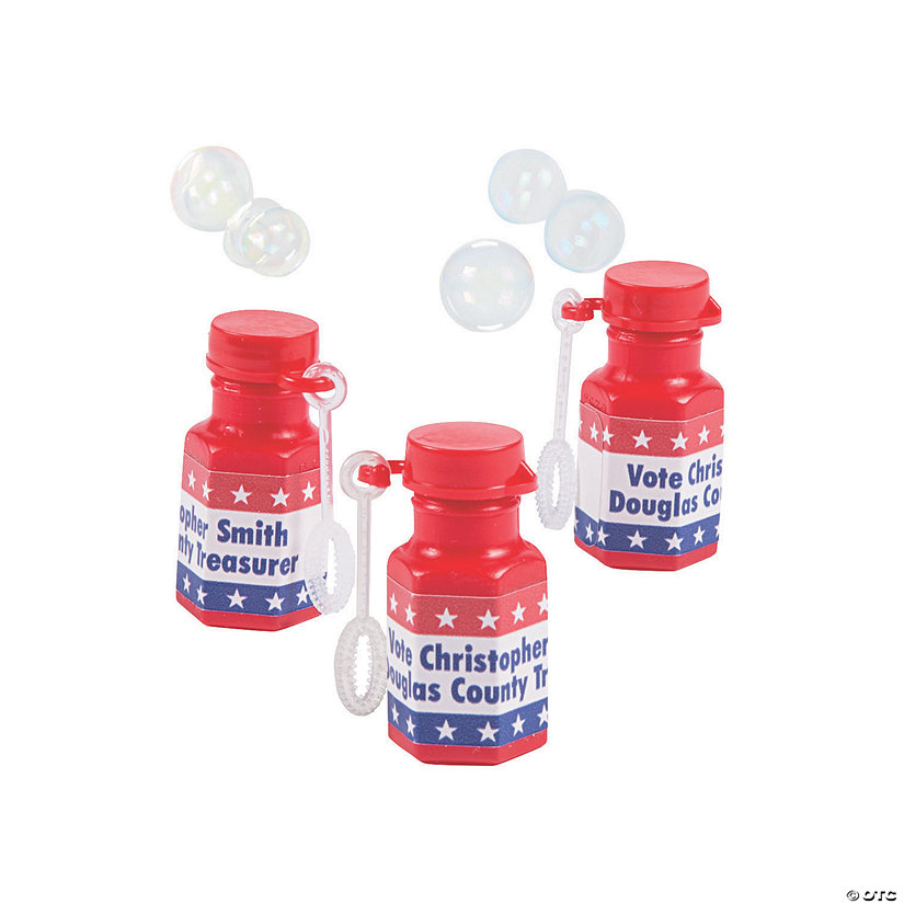 Bulk 48 Pc. Personalized Mini Patriotic Bubble Bottles Image Thumbnail