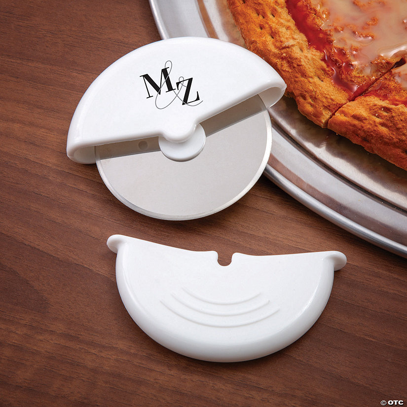 Bulk 48 Pc. Personalized Modern Initials Wedding Pizza Cutters Image