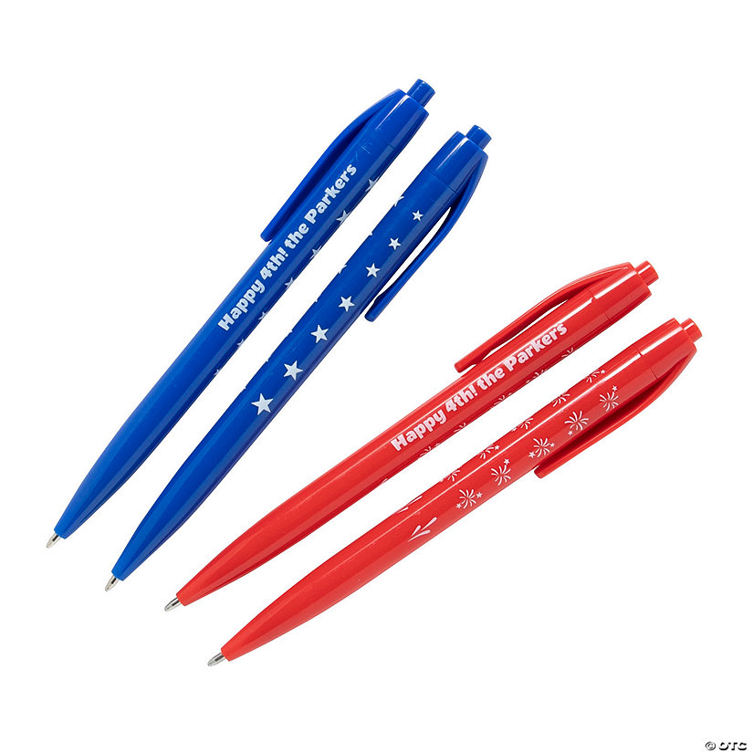 Bulk 48 Pc. Personalized Patriotic Retractable Pens Image Thumbnail
