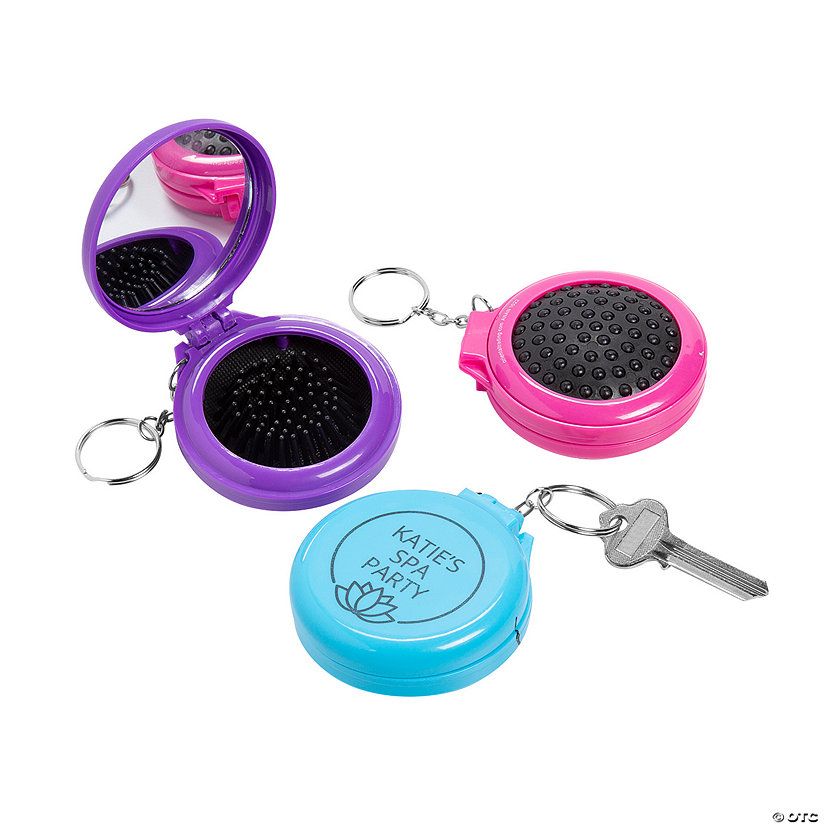 Bulk 48 Pc. Personalized Pop-Up Hair Brush Keychains  Image