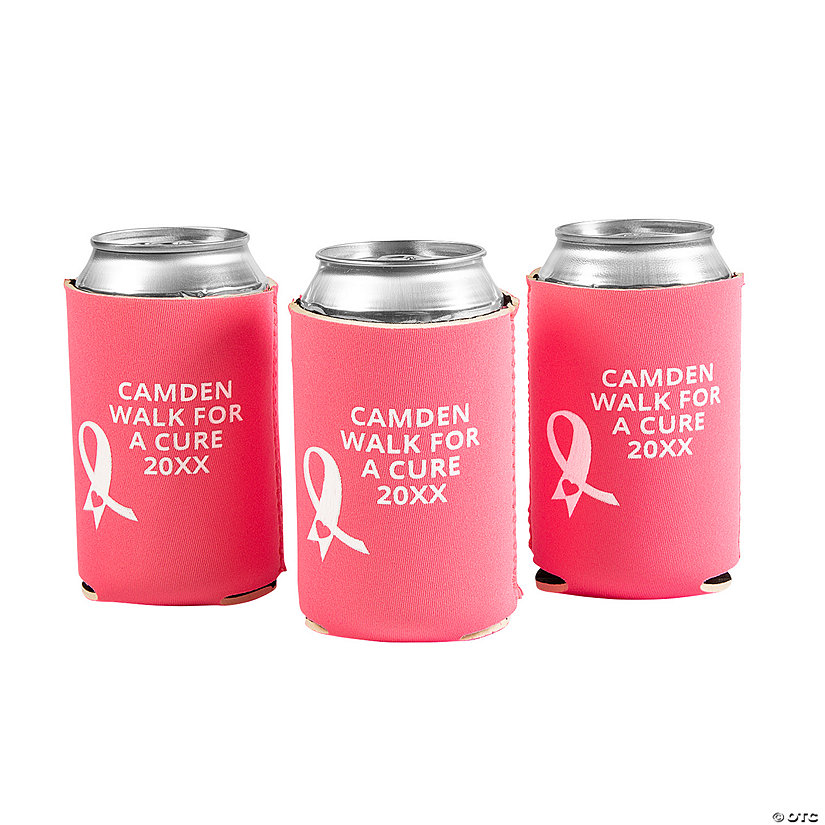 Bulk 48 Pc. Personalized Premium Pink Awareness Can Coolers Image Thumbnail