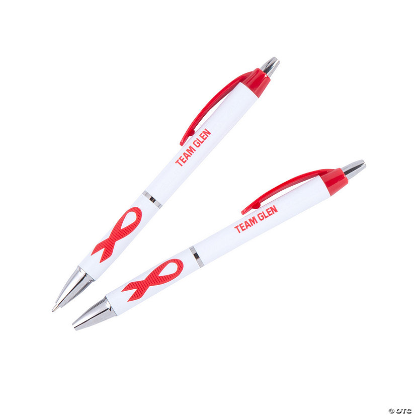 Bulk 48 Pc. Personalized Red Ribbon Awareness Grip Pens Image Thumbnail