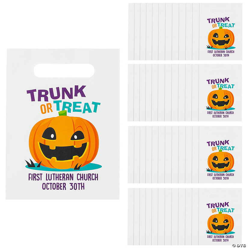 Bulk 48 Pc. Personalized Religious Trunk-or-Treat Bags with Cutout Handles Image Thumbnail