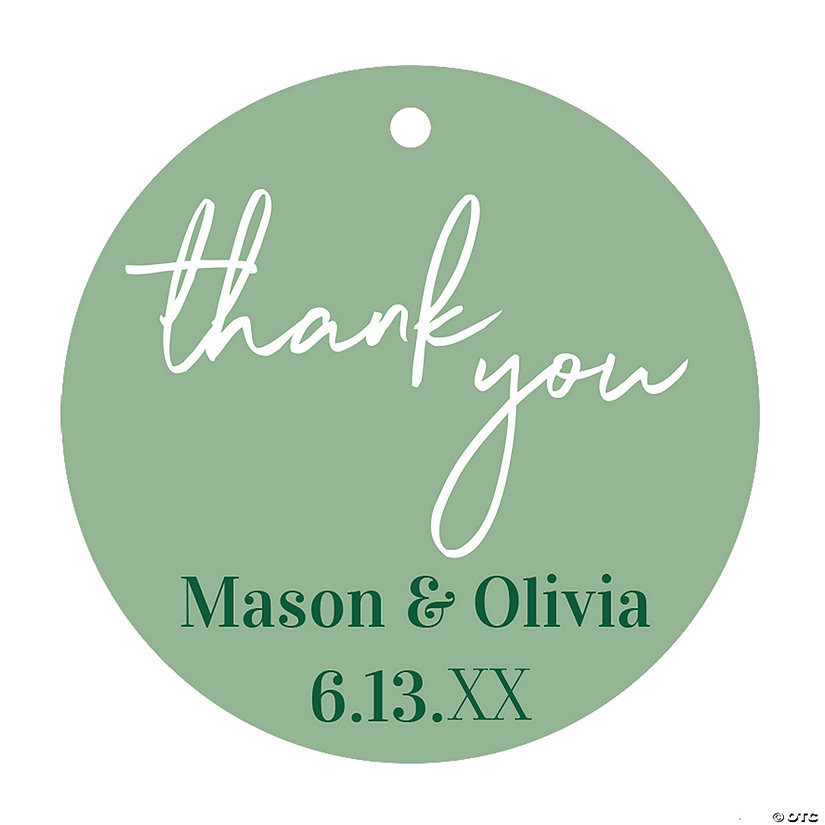 Bulk 48 Pc. Personalized Round Thank You Favor Tags Image Thumbnail