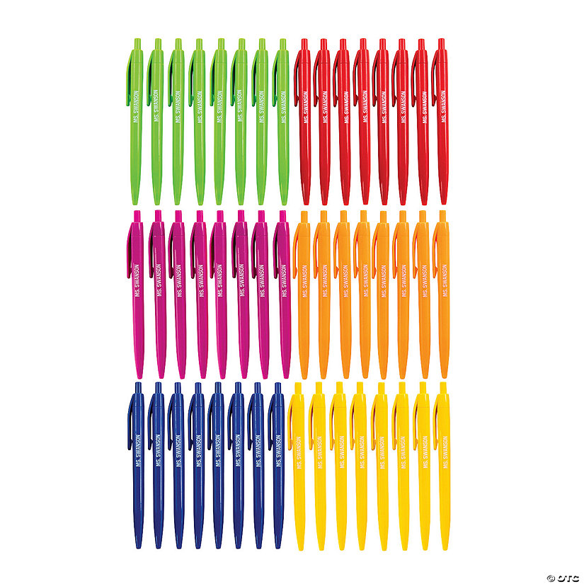 Bulk 48 Pc. Personalized Solid Color Plastic Retractable Pen Assortment Image