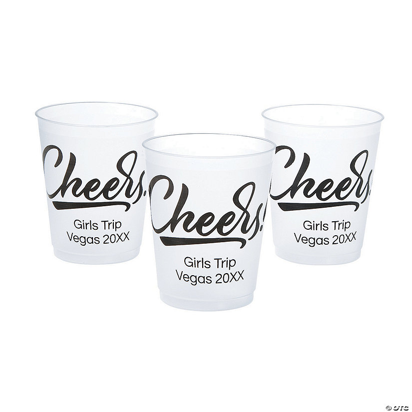 Bulk 50 Ct. 16 oz. Personalized Cheers Clear Frosted Reusable Plastic Cups Image Thumbnail
