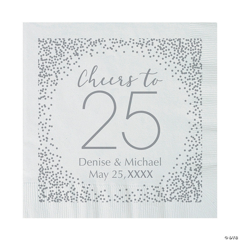 Bulk 50 Ct. Personalized 25th Anniversary Luncheon Napkins Image Thumbnail