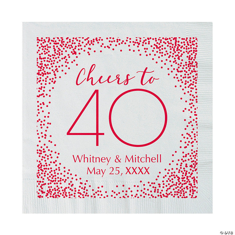 Bulk 50 Ct. Personalized 40th Anniversary Luncheon Napkins Image Thumbnail
