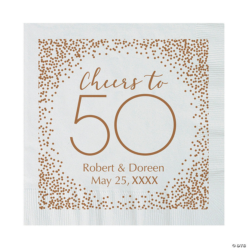 Bulk 50 Ct. Personalized 50th Anniversary & Birthday Lunch Napkins Image Thumbnail
