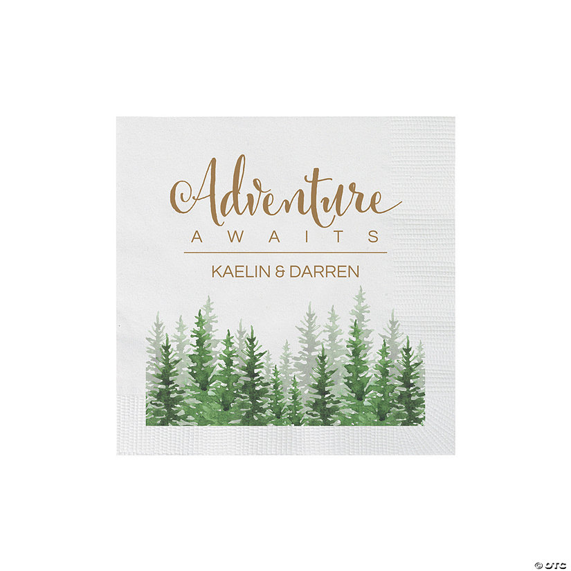Bulk 50 Ct. Personalized Adventure Tree Scene Beverage Napkins Image