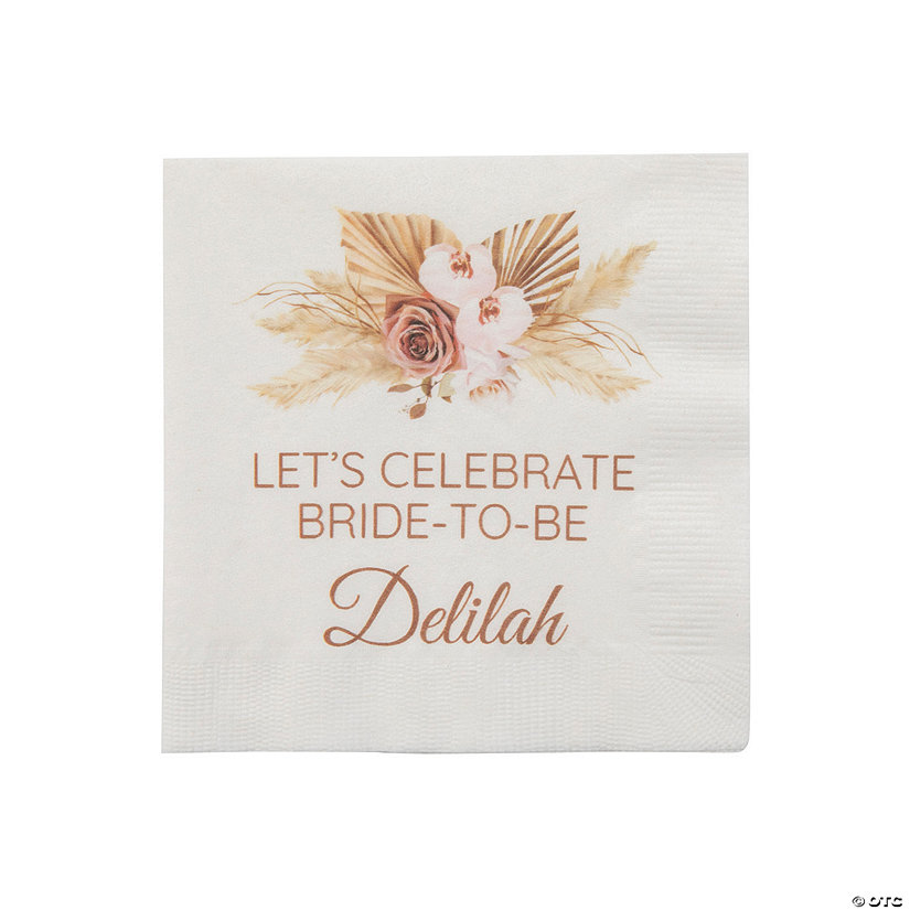 Bulk 50 Ct. Personalized Boho Neutral Beverage Napkins Image