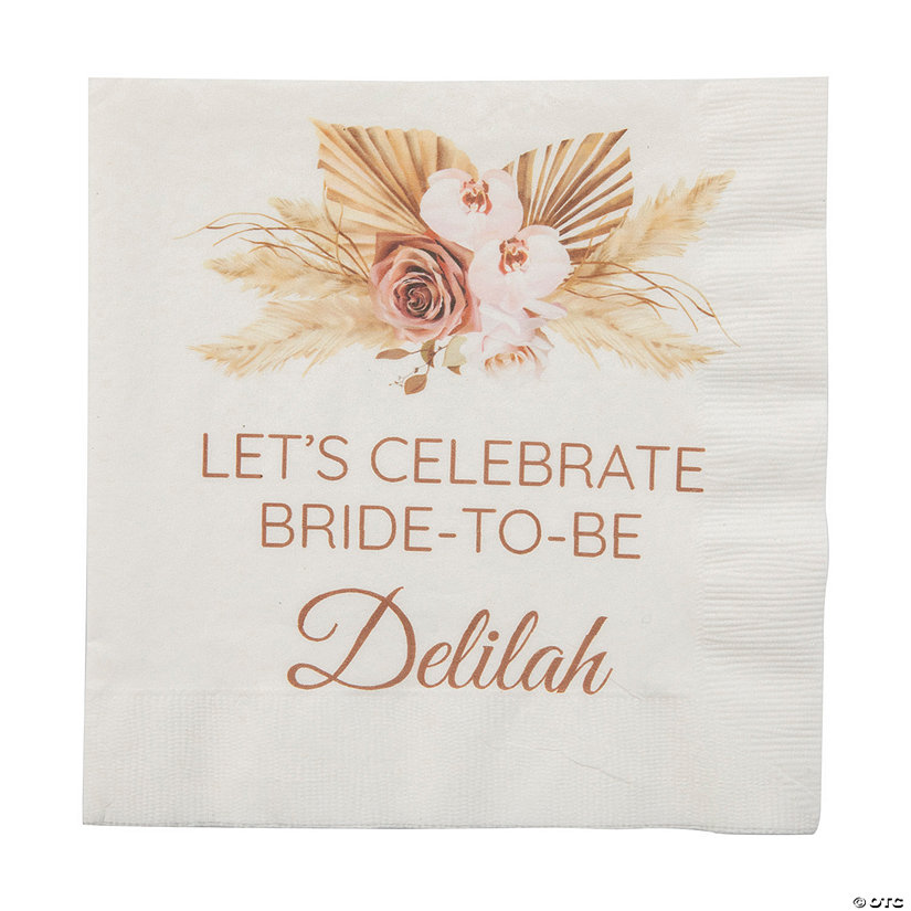 Bulk 50 Ct. Personalized Boho Neutral Luncheon Napkins Image