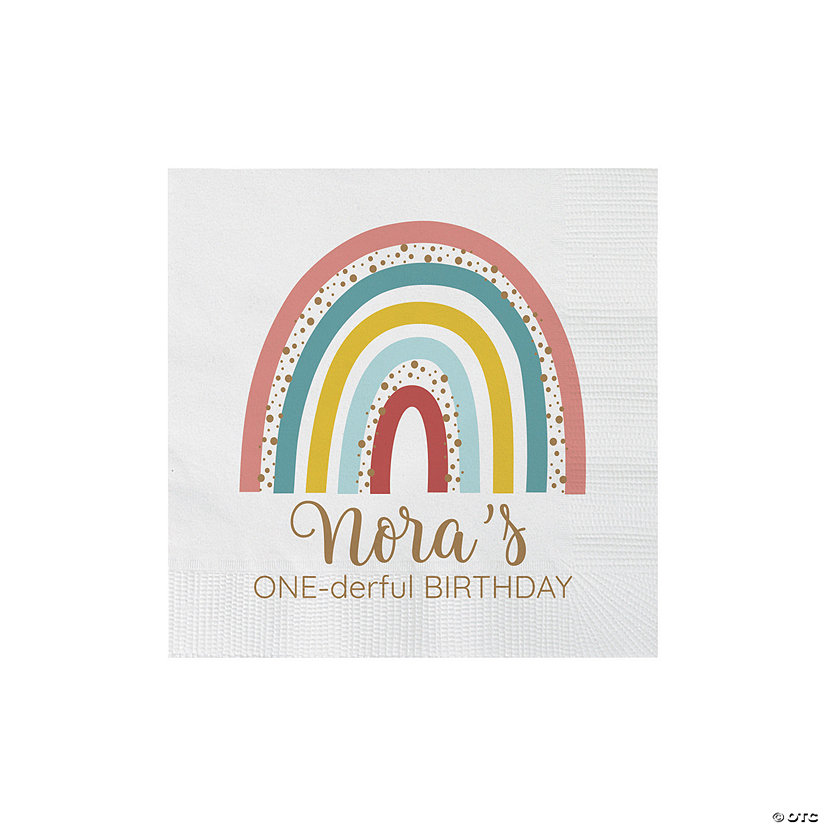 Bulk 50 Ct. Personalized Boho Rainbow Beverage Napkins Image