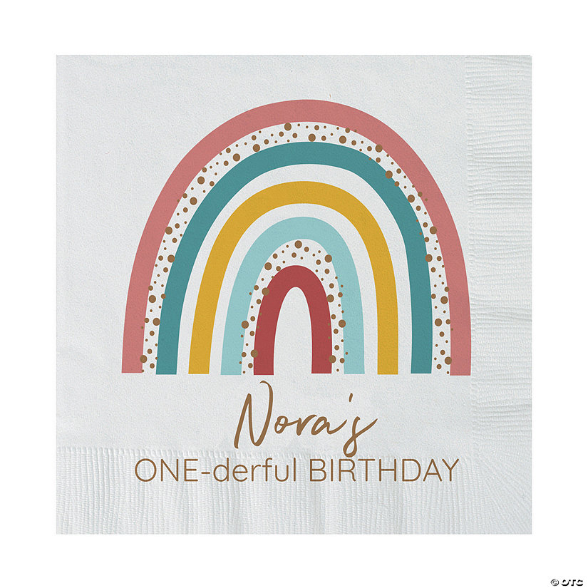 Bulk 50 Ct. Personalized Boho Rainbow Luncheon Napkins Image
