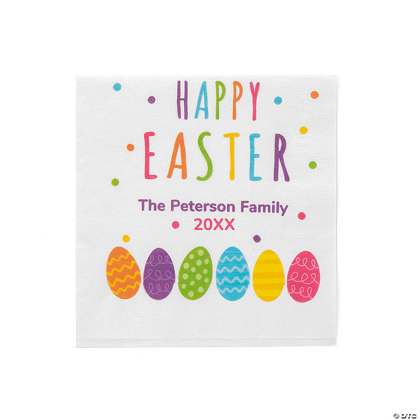 Bulk 50 Ct. Personalized Bright Easter Party Beverage Napkins Image