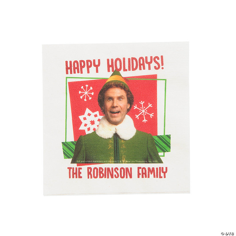Bulk 50 Ct. Personalized Buddy the Elf&amp;#8482; Beverage Napkins Image