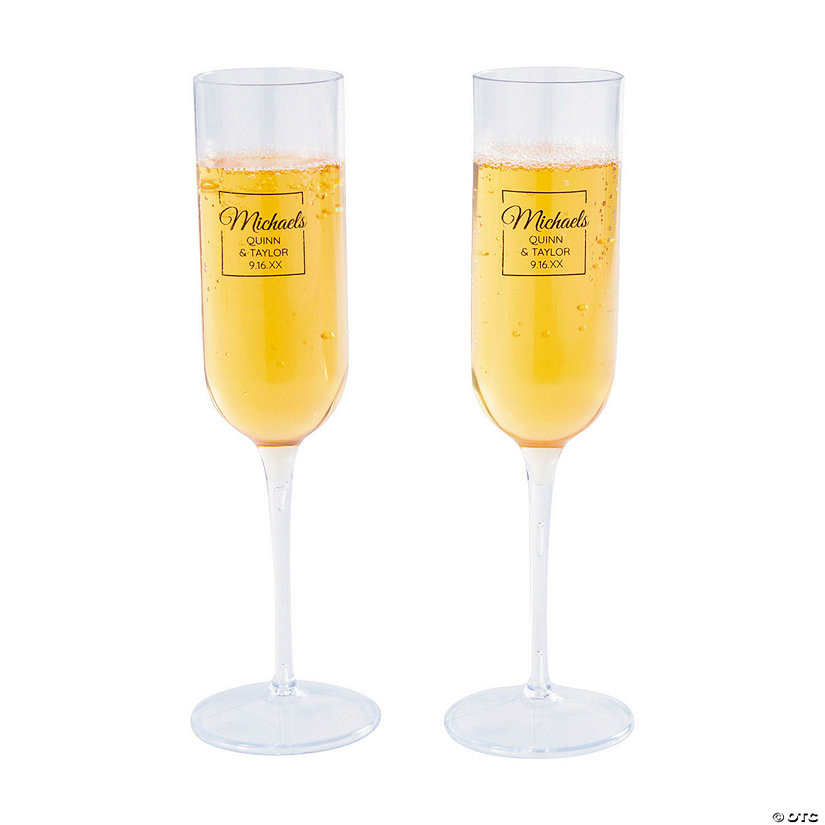 Bulk 50 Ct. Personalized Clear Plastic Champagne Flutes Image Thumbnail