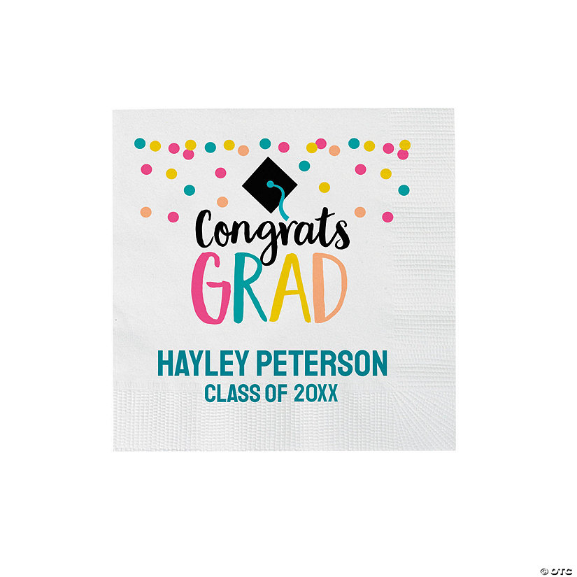 Bulk 50 Ct. Personalized Congrats Grad Girl Beverage Napkins Image Thumbnail