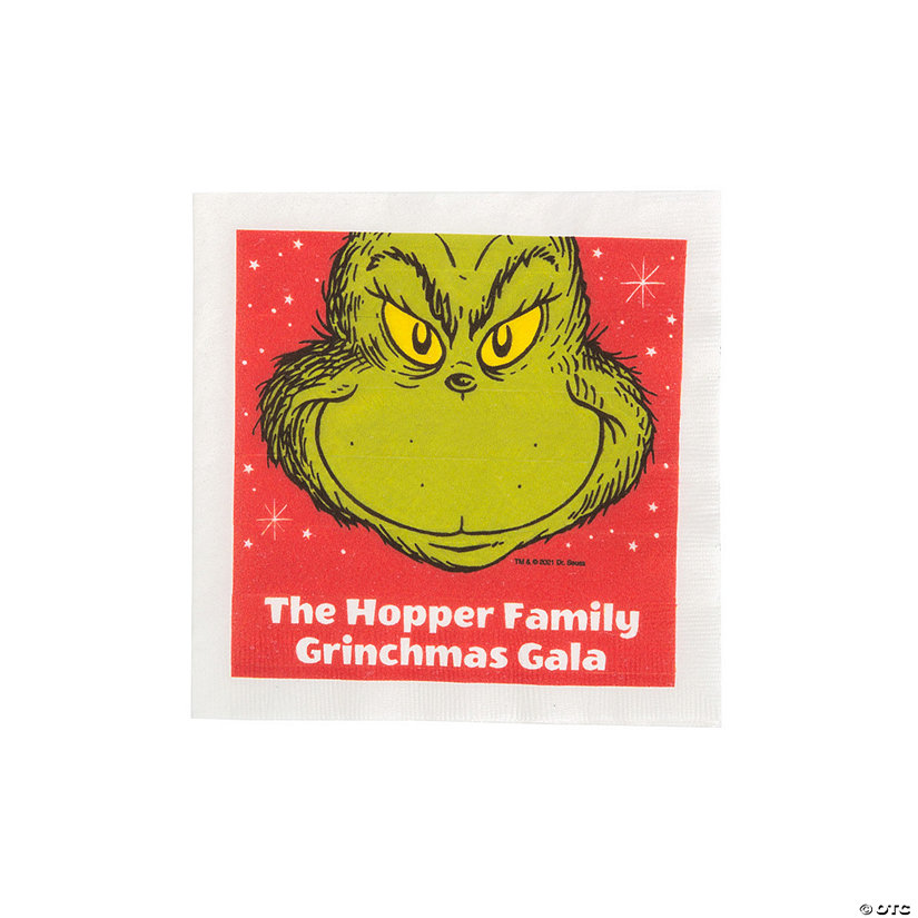 Bulk 50 Ct. Personalized Dr. Seuss&#8482; The Grinch Luncheon Napkins Image