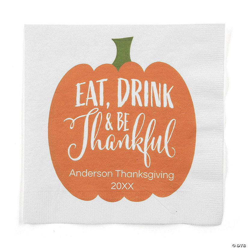 Bulk 50 Ct. Personalized Eat Drink & Be Thankful Thanksgiving Luncheon Napkins Image Thumbnail