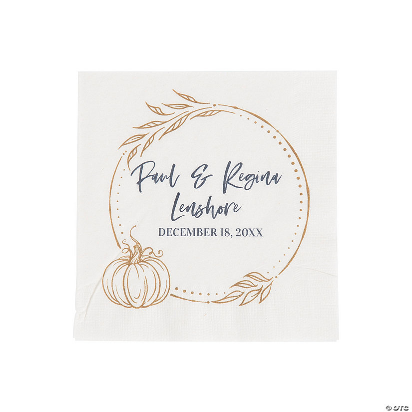 Bulk 50 Ct. Personalized Fall Wedding Paper Beverage Napkins Image
