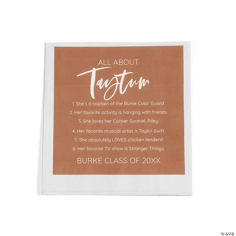 Bulk 50 Ct. Personalized Fun Facts Text Full Color Beverage Napkins Image