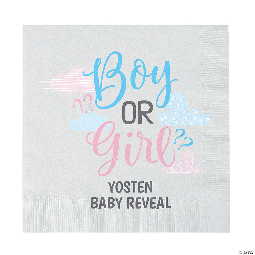 Bulk 50 Ct. Personalized Gender Reveal Luncheon Napkins Image Thumbnail