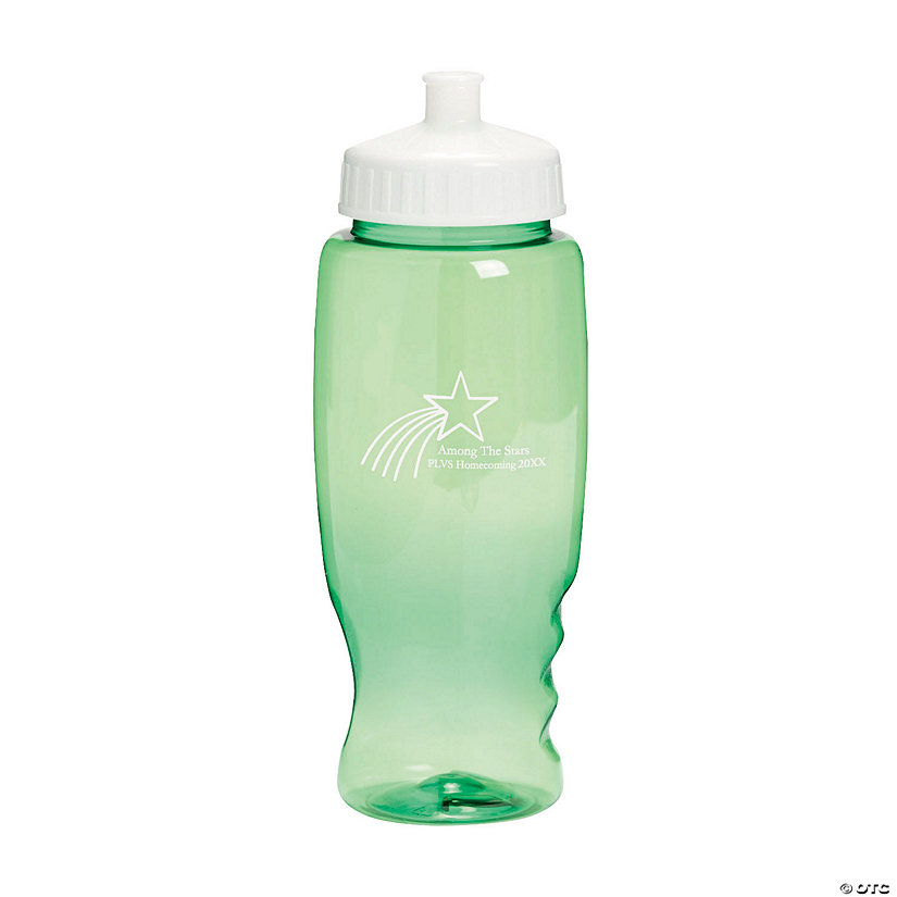 Bulk  50 Ct. Personalized Green Shooting Star Plastic Water Bottles Image