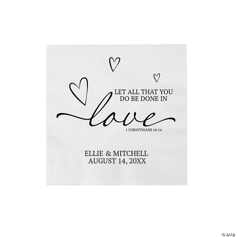 Bulk 50 Ct. Personalized Let All That You Do Be Done In Love Beverage Napkins Image