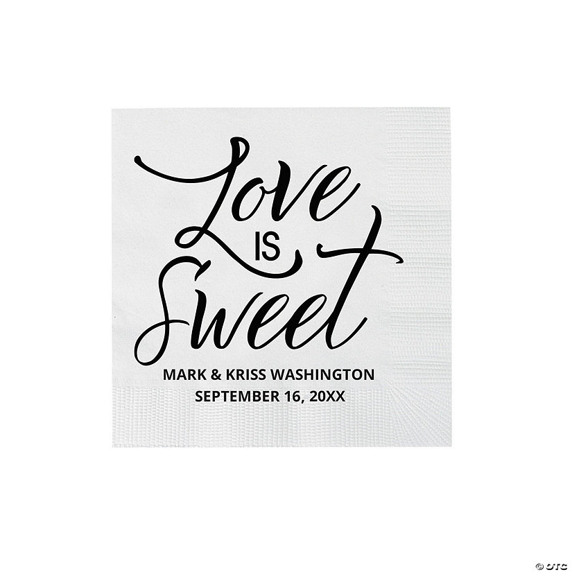 Bulk 50 Ct. Personalized Love is Sweet Beverage Napkins Image