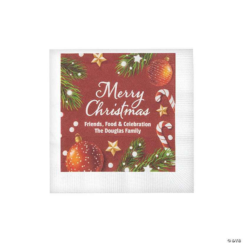 Bulk 50 Ct. Personalized Merry Christmas Beverage Napkins Image