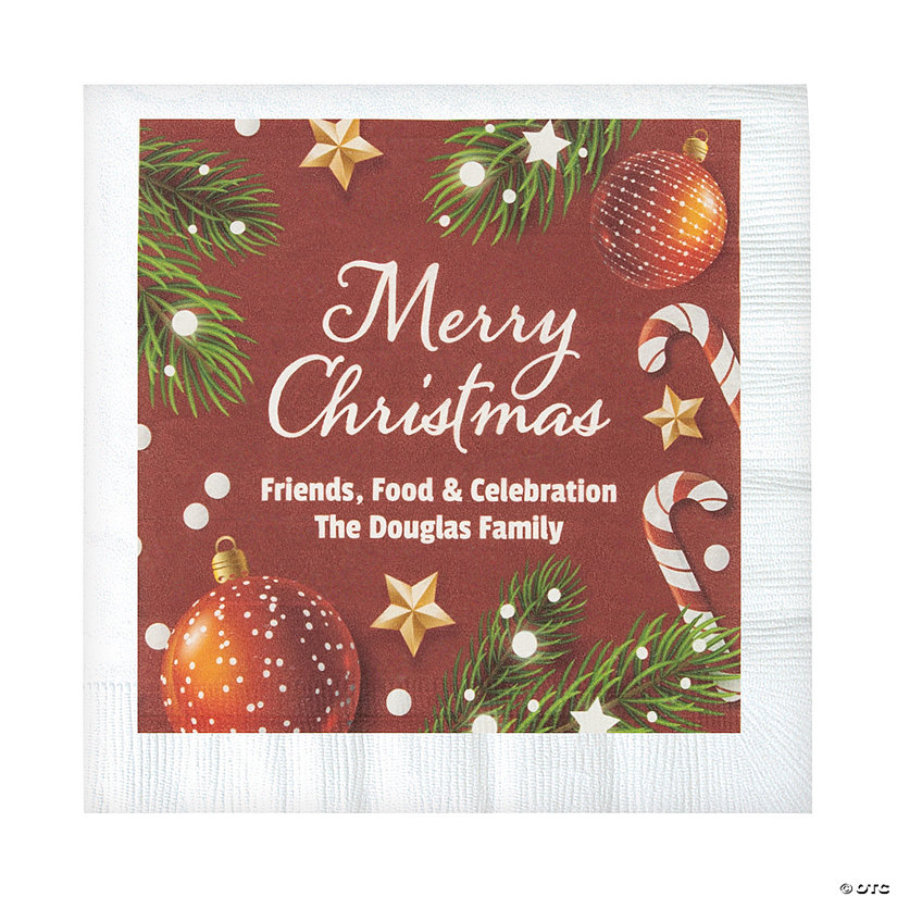 Bulk 50 Ct. Personalized Merry Christmas Luncheon Napkins Image