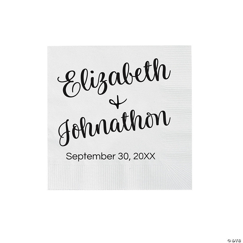 Bulk 50 Ct. Personalized Modern Script Wedding Beverage Napkins Image