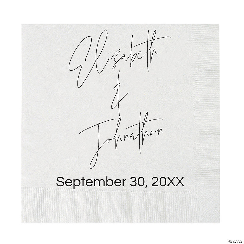 Bulk 50 Ct. Personalized Modern Script Wedding Luncheon Napkins Image