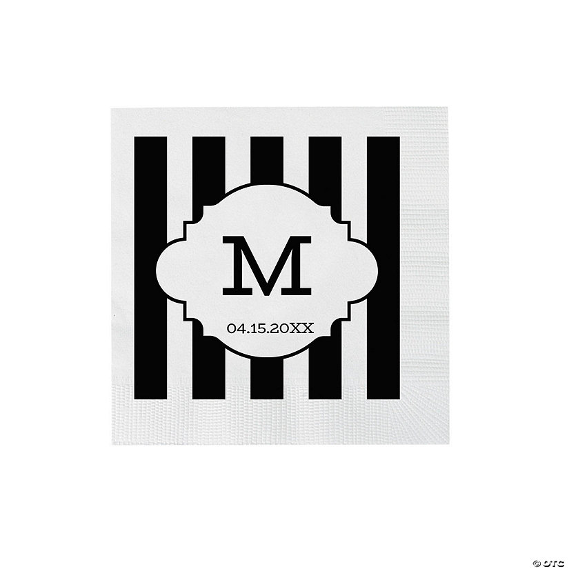 Bulk 50 Ct. Personalized Monogram Stripe Beverage Napkins Image