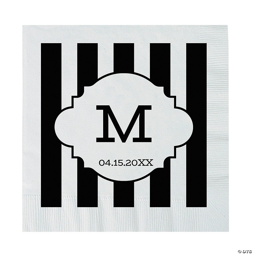 Bulk 50 Ct. Personalized Monogram Stripe Luncheon Napkins Image