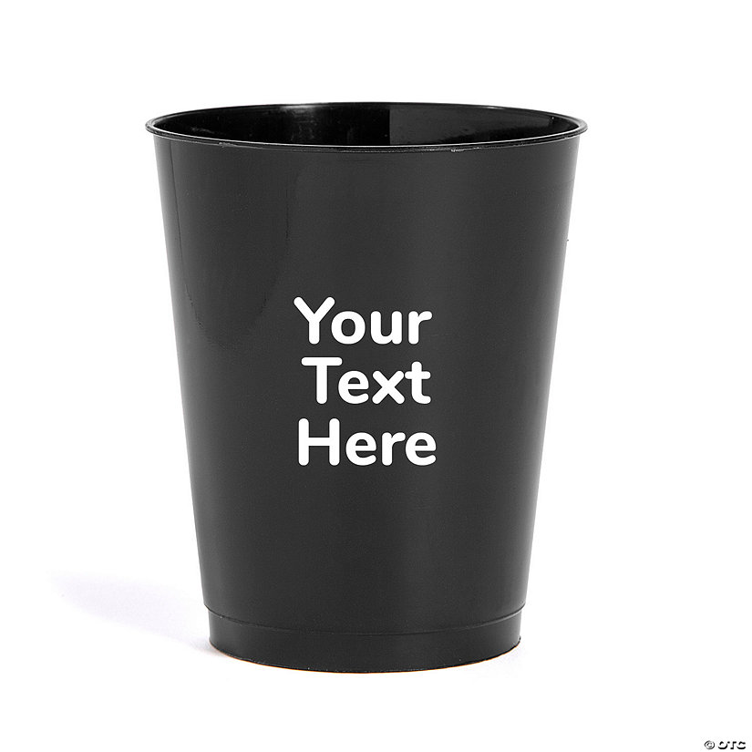 Bulk 50 Ct. Personalized Open Text Black Stadium Cups Image Thumbnail