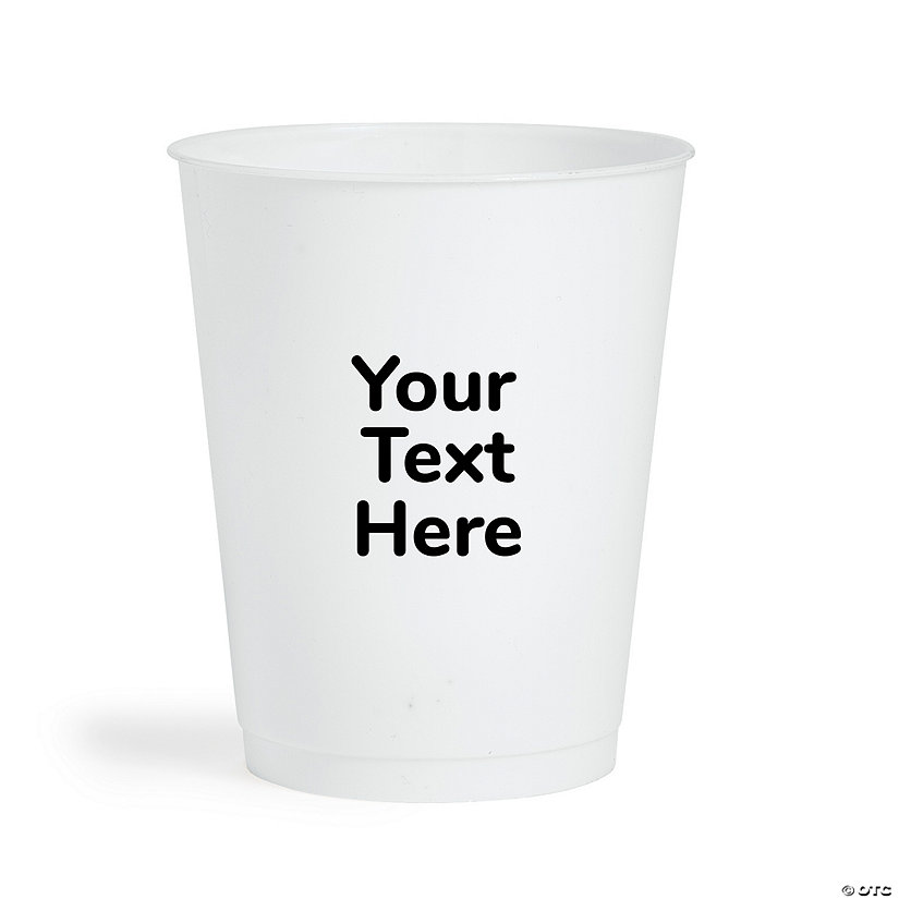 Bulk 50 Ct. Personalized Open Text White Stadium Cups Image Thumbnail