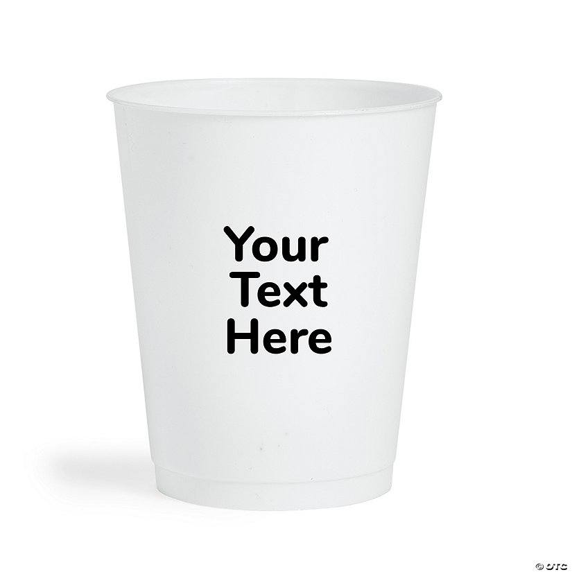 Bulk 50 Ct. Personalized Open Text White Stadium Cups Image