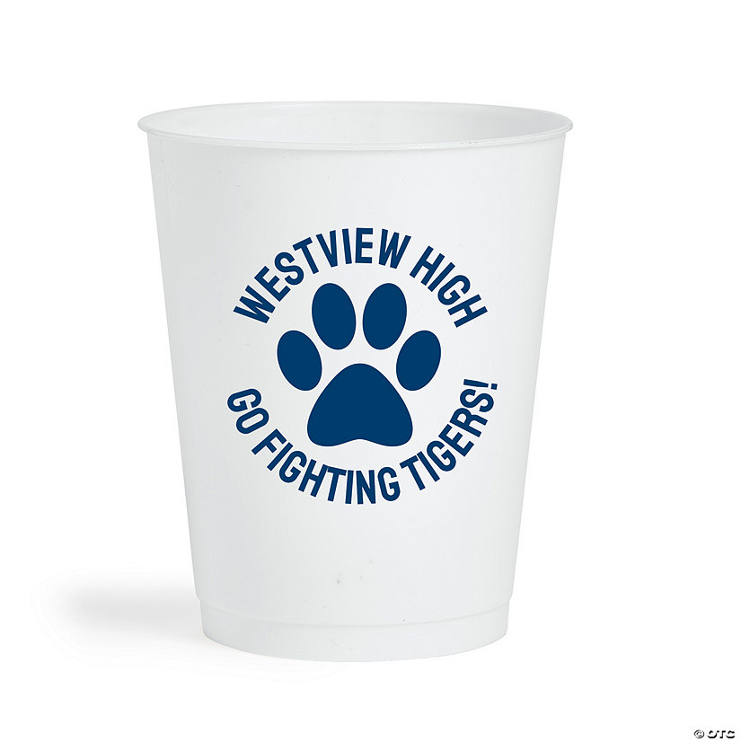 Bulk 50 Ct. Personalized Paw Print White Stadium Cups Image